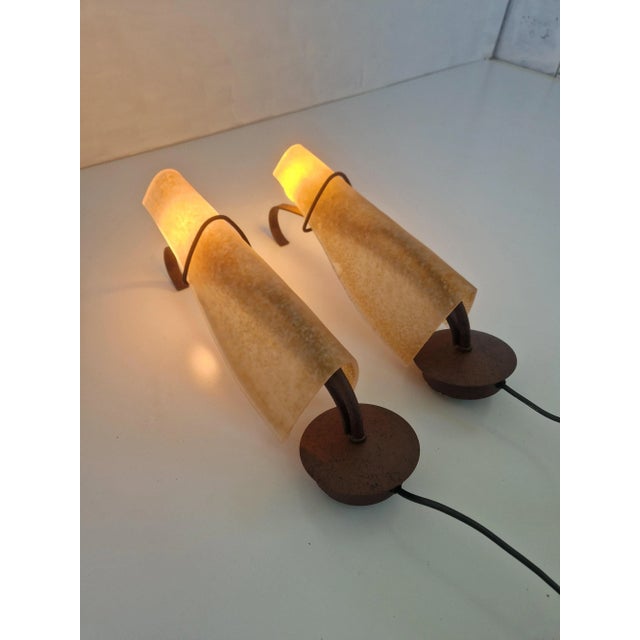 Very elegant wall sconces made out of glass and metal European Plug (up to 250V).The wiring of this item may be original...