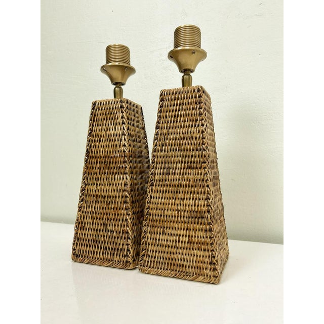 Mid-Century Rattan Table Lamps, 1970s Set of 2 For Sale - Image 13 of 16