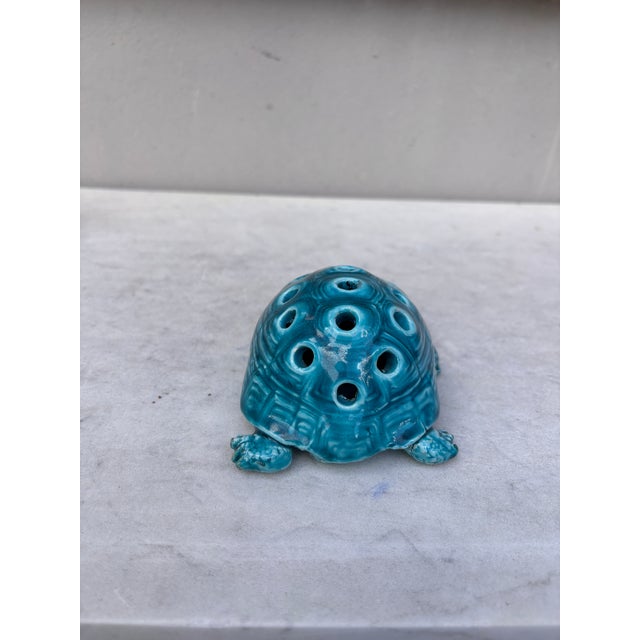 Aqua Turquoise Majolica Turtle Vase Clement Massier, Circa 1890 For Sale In Austin - Image 6 of 7