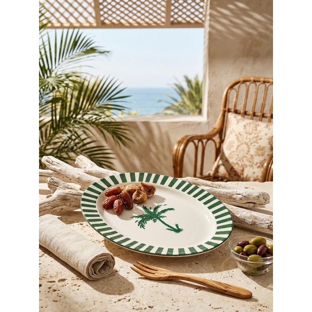 Fern & Co. X Anthropologie Palm Tree Oval Serving Platter For Sale - Image 9 of 12