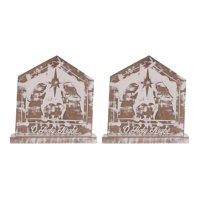 Celebrate the true spirit of Christmas with this beautifully crafted set of "O Holy Night" Nativity signs. These white-...