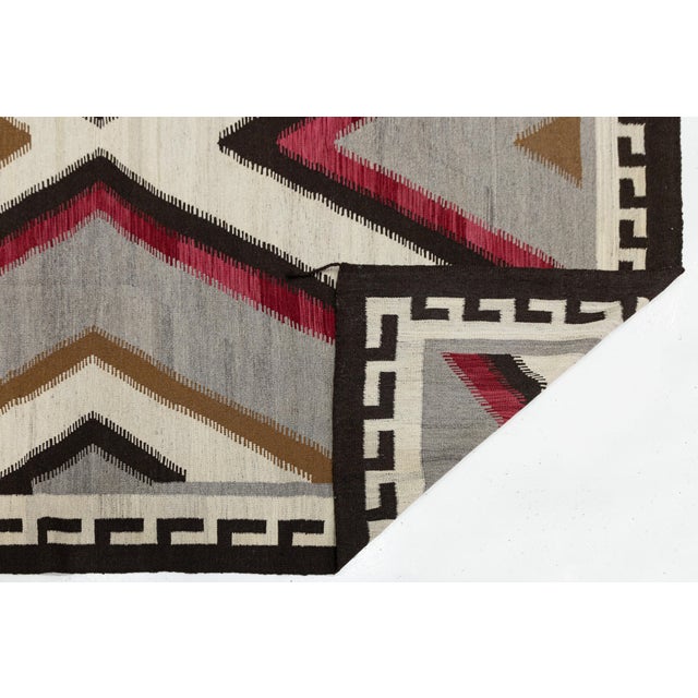 Native American Contemporary Navajo Style Wool Area Rug With Geometric Diamond & Border Motif For Sale - Image 3 of 11