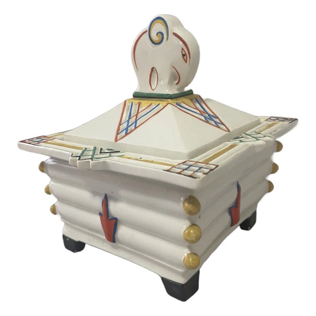 Early 20th Century Art Deco Sculpture Porcelain Jewelry Box German For Sale