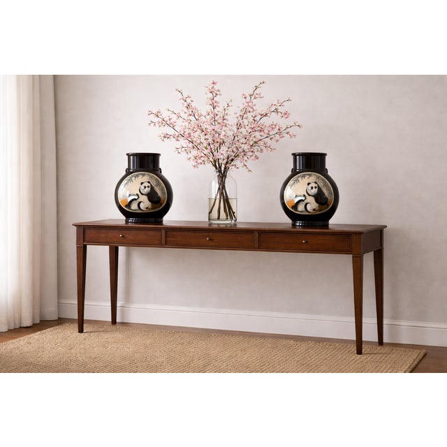 Pair Chinoiserie Blue Black Glazed Vases Sculptural Decor For Sale - Image 12 of 12