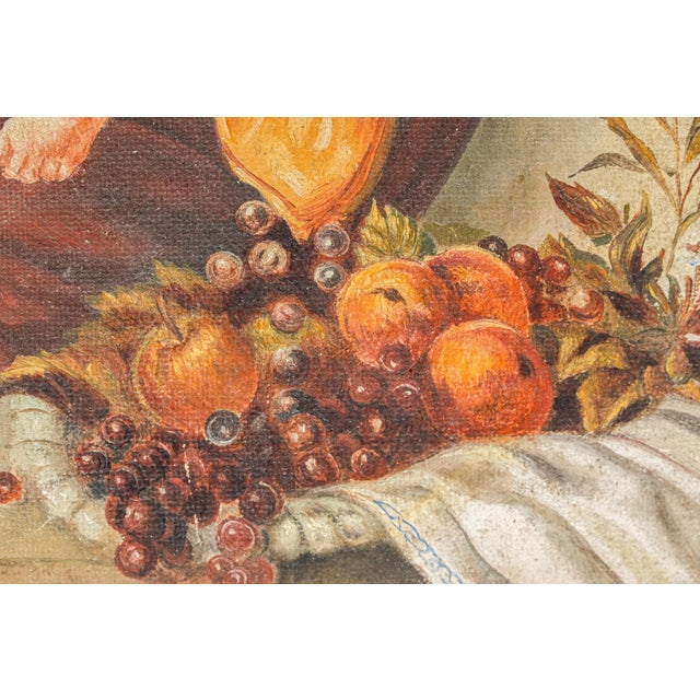 Textile Tender Antique Framed Painting Signed 1877 Madonna Inspired Mother & Child Old World European Art Home Wall Decor For Sale - Image 7 of 15