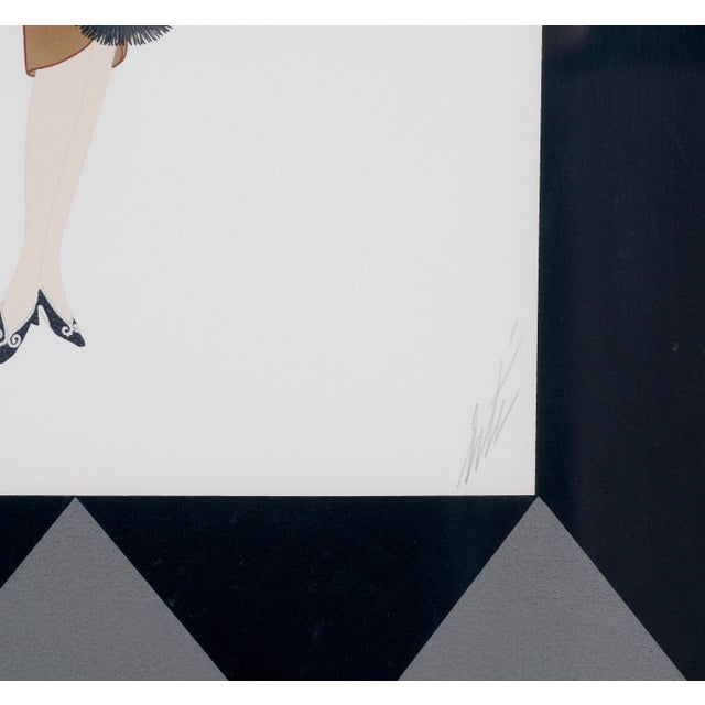 Erte "Manhattan Mary Ii" Artist Hand Signed & Numbered Limited Edition 223/300 Framed & Matted Serigraph Excellent Print in Very Good + Frame For Sale In San Diego - Image 6 of 11