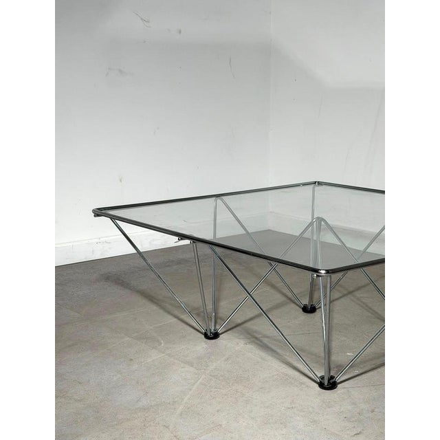 Chrome & Glass Geometric Coffee Table For Sale - Image 3 of 6