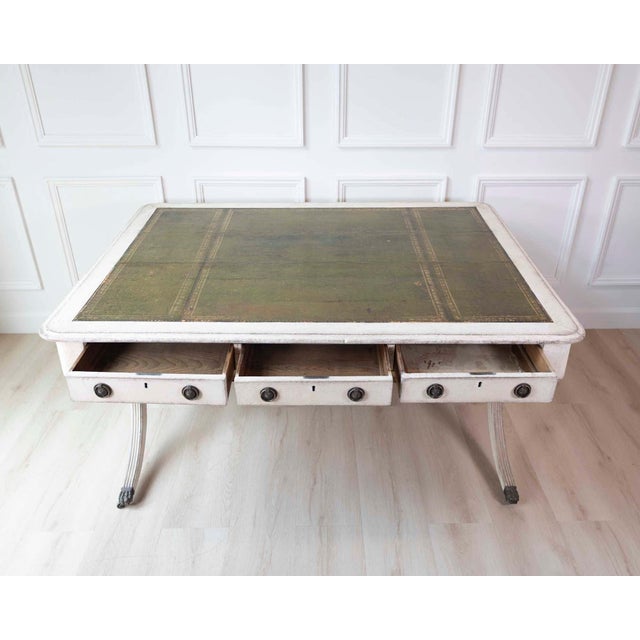 European Early 19th Century Partners Desk with Bronze Mounts and Leather Top For Sale - Image 10 of 14