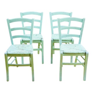 Vintage Straw Seaside Chairs, Set of 4 For Sale
