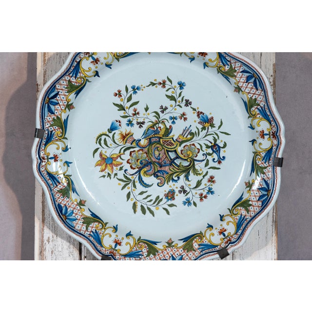 This beautiful French Faience Quimper platter is a tin-glazed piece, which enhances its visual appeal and durability. The...
