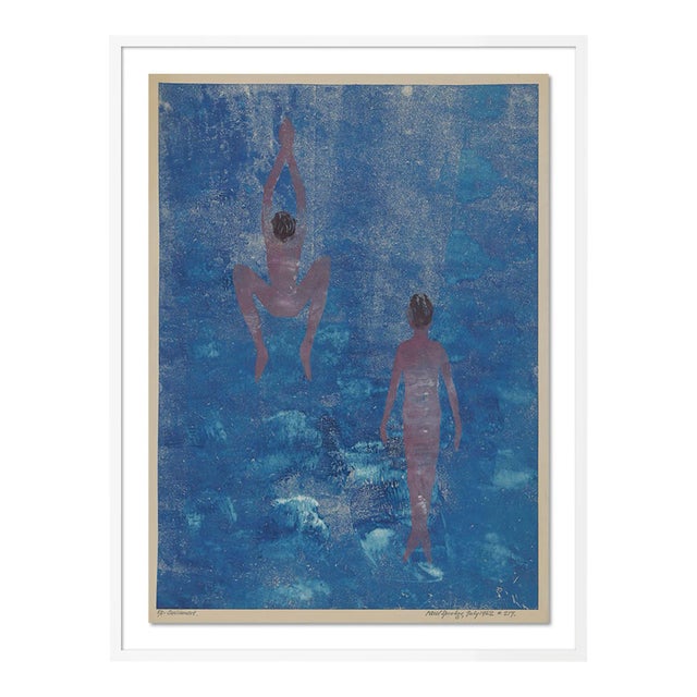 Swimmers by Pepi Sprohge, Art Print in White Frame, Large For Sale
