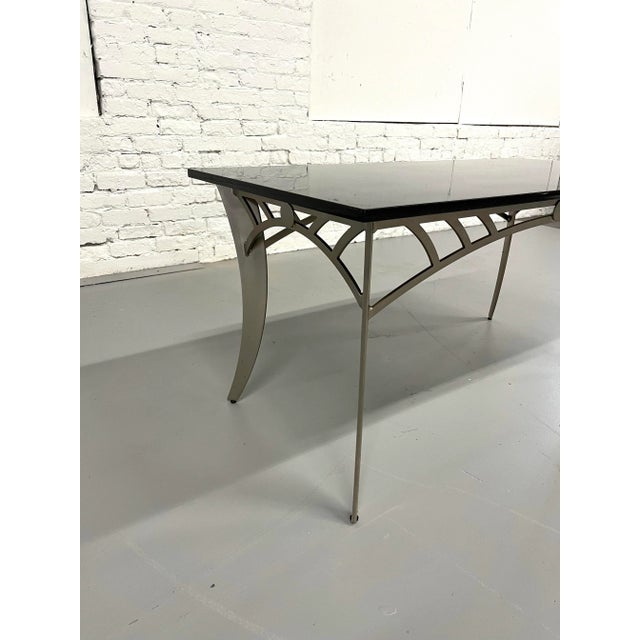 Black Granite & Brushed Steel Coffee Table For Sale - Image 8 of 9