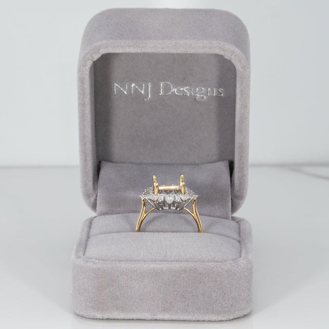 Lab Diamond Semi-Mount Ring With 24 Diamond Accents in Solid 14k Gold, Size 6.75 For Sale - Image 4 of 9