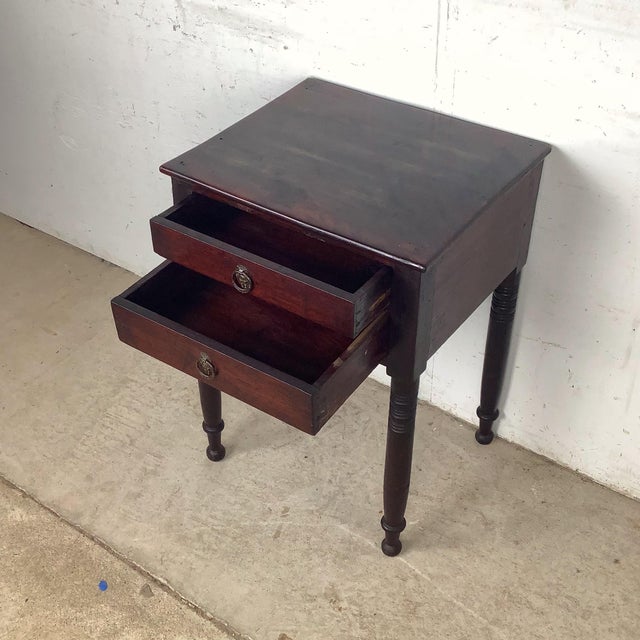 Brown Antique American Federal Mahogany Two-Drawer Stand For Sale - Image 8 of 12