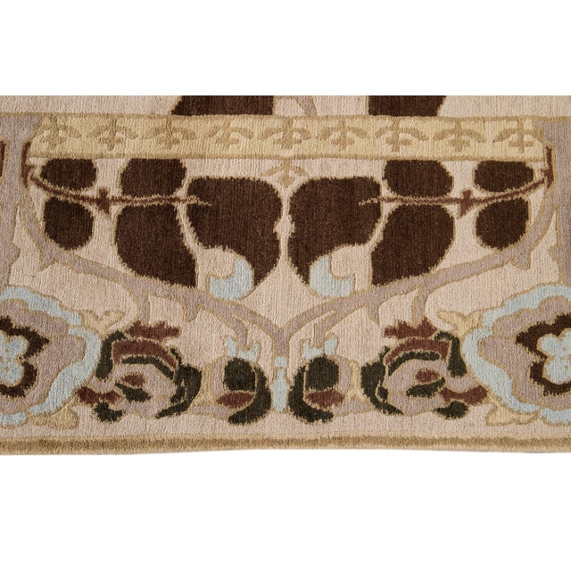 Beige Modern Art & Crafts Style Tibetan Wool Rug For Sale - Image 9 of 13