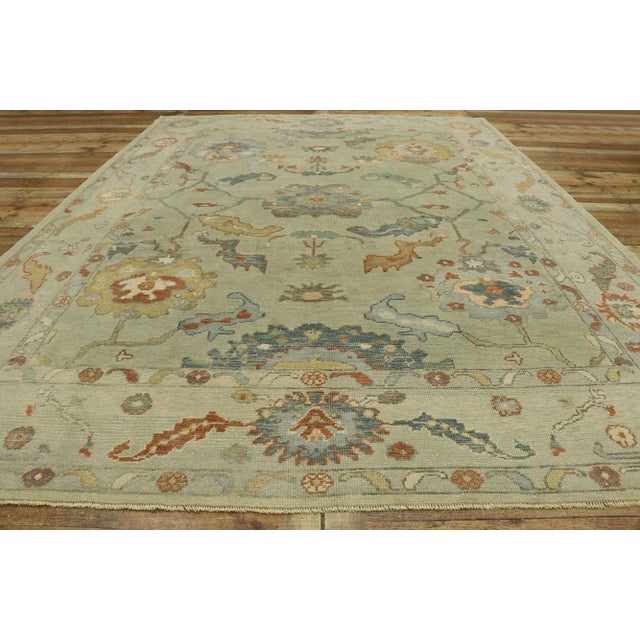 Light Green Turkish Oushak Rug - 09'02 X 12'06 For Sale - Image 9 of 11