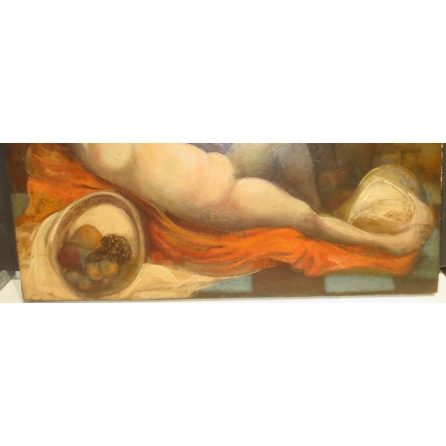 Mid-Century Modern Oil on Panel Suzanna at the Bath For Sale - Image 3 of 8