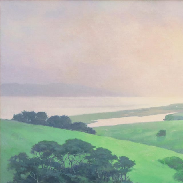 Contemporary 'California Sunset, Drake's Bay' by Duane Wakeham, 1997, San Francisco, Pastel Society of America, Extra Large Oil Landscape For Sale - Image 3 of 11