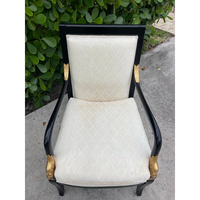 Black Vintage Ethan Allen Neoclassical Black & Gold Accent Armchair For Sale - Image 8 of 12