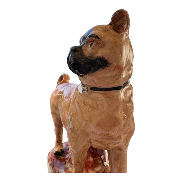 Mid 19th Century Rare 19th Century, English, Large Staffordshire Ceramic Pug Dog Figurine For Sale - Image 5 of 9