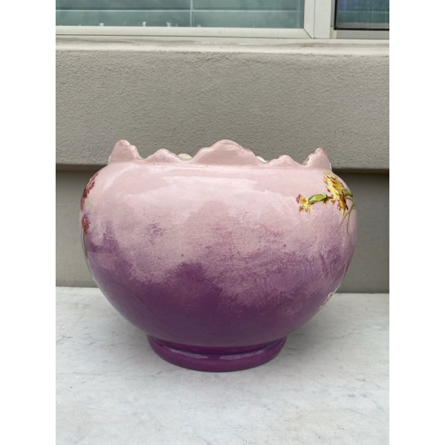 Ceramic French Majolica Carnation Cache Pot Jérôme Massier, Circa 1890 For Sale - Image 7 of 8