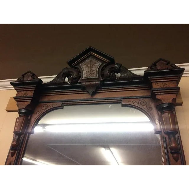 Victorian Antique Pier Mirror, Victorian Pier Mirror Walnut, Marble Base, Antique Mirror, Large, Walnut For Sale - Image 3 of 6