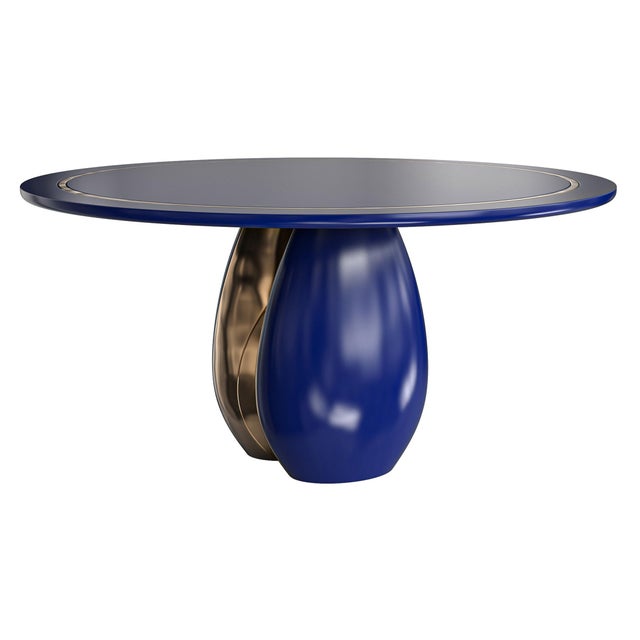 "Alphacute" Round Table With Bronze and Stainless Steel, Handcrafted For Sale - Image 4 of 8