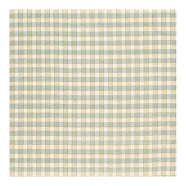 Schumacher Ingrid Silk Check Fabric in Seaspray For Sale