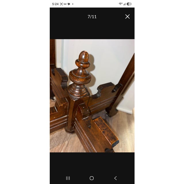 Victorian Early 20th Century Walnut Victorian Eastlake Parlor Table With Carved Details For Sale - Image 3 of 6