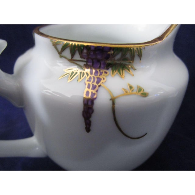 For Your Consideration: • Koshida Wisteria Garland Cream Pitcher Jug • Hand Painted Purple Wisteria with Gold Accents •...