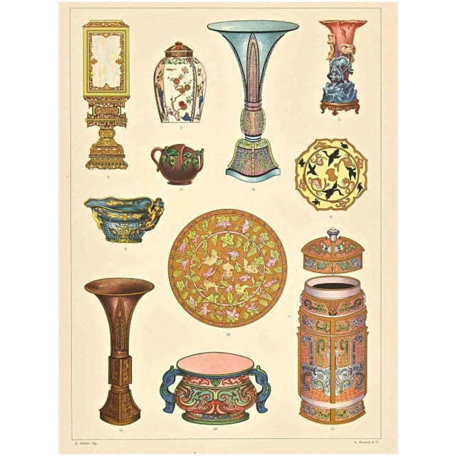 Decorative Motifs - Chinese Styles is a print on ivory-colored paper realized by Andrea Alessio in the early 20th Century....