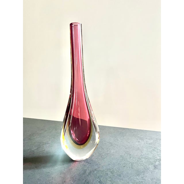 Glass Bordeaux Murano Ampolla Yellow Vase, 1960s For Sale - Image 7 of 7