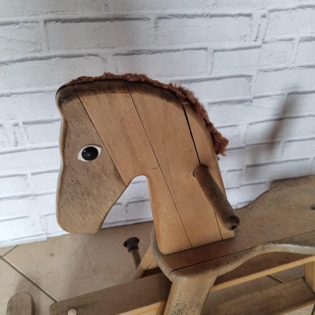Brown Rocking Horse, 1970s For Sale - Image 6 of 18