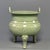 Vintage Chinese Longquan Celadon Porcelain Incense Burner | One of a Kind, Carved‑Pattern Double Handles For Sale - Image 4 of 7