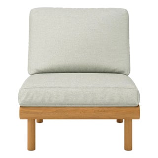 Rishon Teak Outdoor Lounge Chair - Classic Cushion Edition in Sunbrella Canvas Granite For Sale