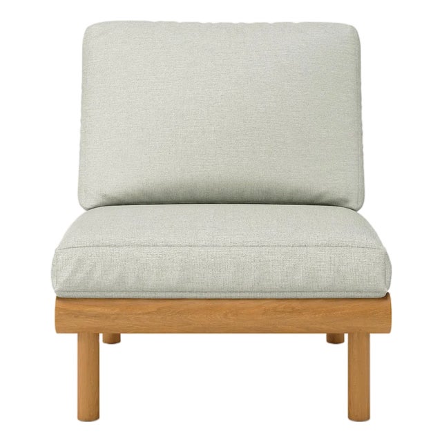 Rishon Teak Outdoor Lounge Chair - Classic Cushion Edition in Sunbrella Canvas Granite For Sale