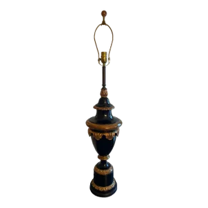 Large Black and Bronze Neoclassical Table Lamp by Theodore Alexander