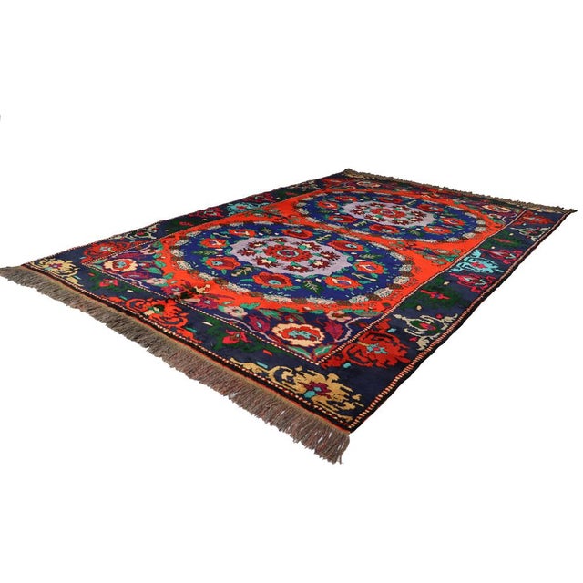 Vintage Hand Knotted Roses Rug, 1920s For Sale - Image 3 of 14