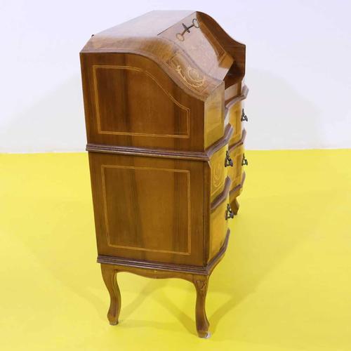 Louis XV Style Inlaid Secretaire with Curved Front For Sale - Image 18 of 18