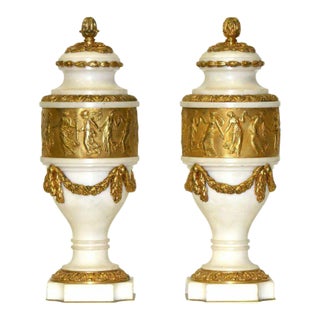 Circa 1860 Signed Colin Paris Marble Gilt Bronze â Vases' Cassolettes- a Pair For Sale