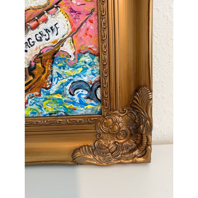 2020s Serg Graff Original “Dolpharus” Acrylic Ship Painting | Gold Frame | Nautical For Sale - Image 5 of 9