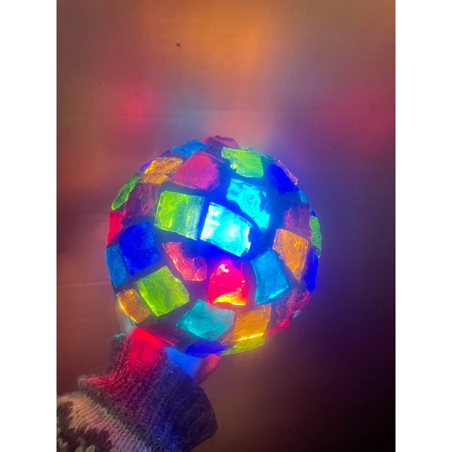 Blue Peter Marsh Brutalist Hanging Colored Glass Chunk Fragment Globe Pendant Light For Sale - Image 8 of 12