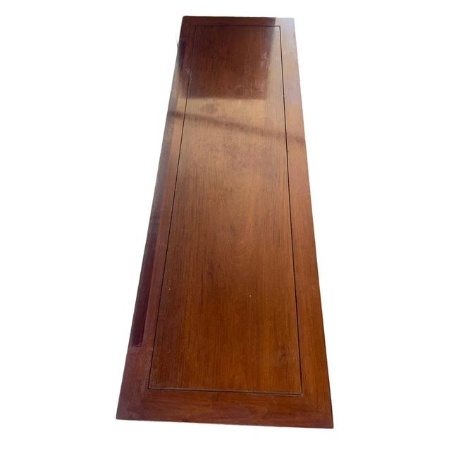 Dark Cherry Finish Rosewood Flower and Bird Motif Oriental Dresser and Mirror For Sale - Image 4 of 4