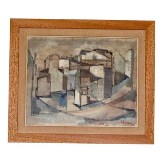 Gunnar Sundberg, City, 1950s, Oil on Canvas, Framed For Sale