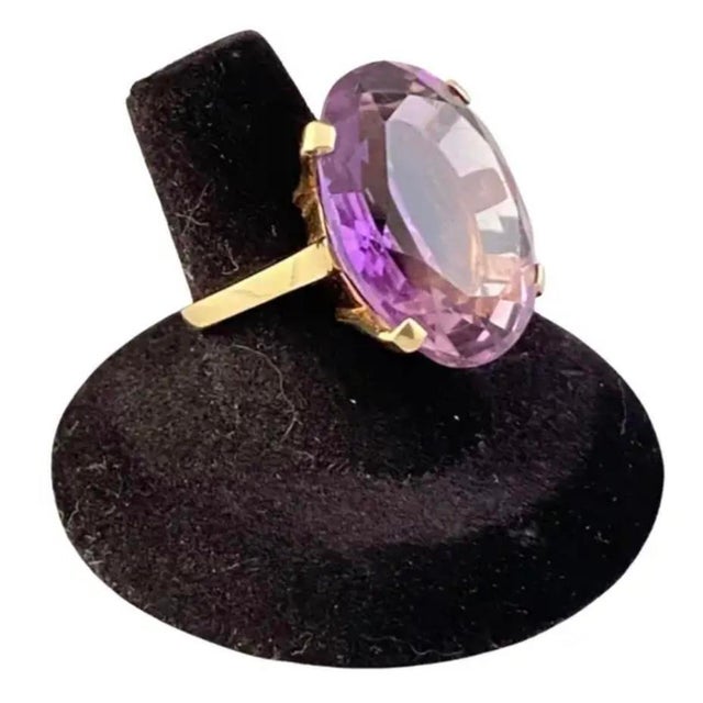 14k Yellow Gold Oval Amethyst Ring For Sale In Tampa - Image 6 of 7