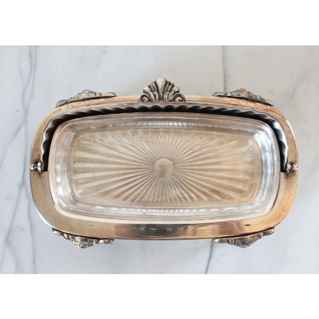 Vintage Silver Plated Scalloped Butter Dish With Lions Head Feet For Sale In Milwaukee - Image 6 of 12