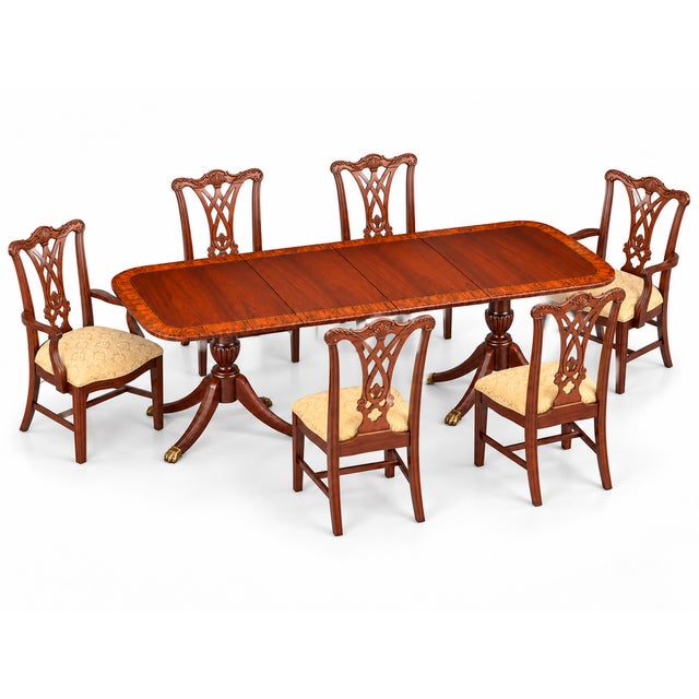 Thomasville Banded Double-Pedestal Dining Table With Two Extension Leaves For Sale - Image 11 of 12