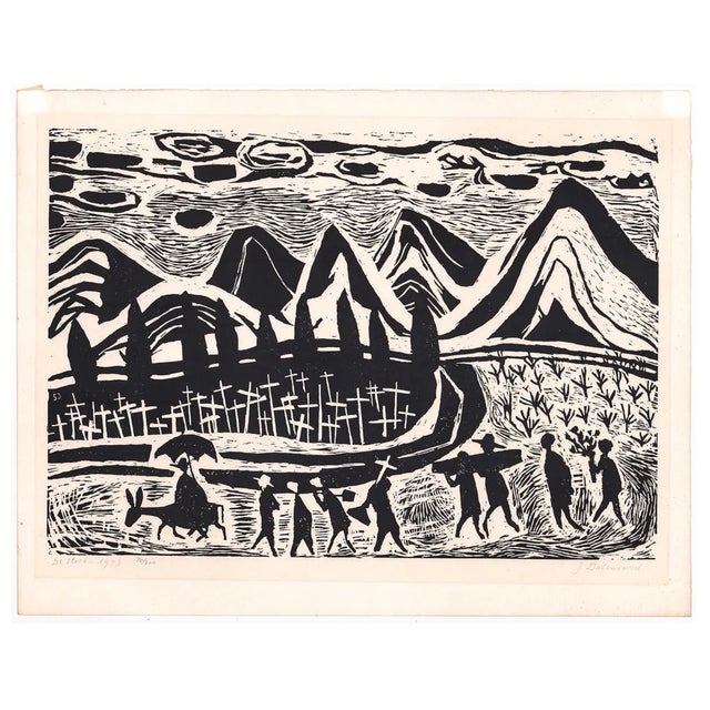 1953 Jenny Dalenoord Memento Woodcut For Sale - Image 6 of 6