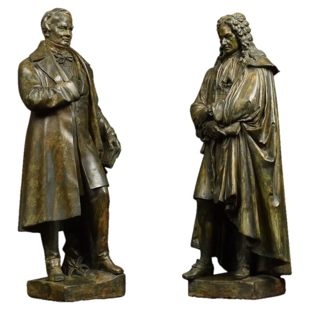 19th Century Chalked Bronzed Figures by Dopmeier, Set of 2 For Sale