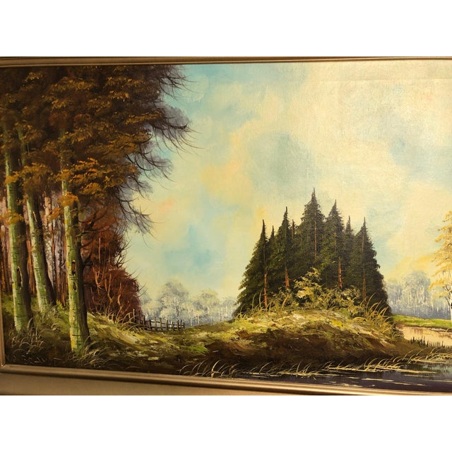 Late 20th Century Pine Forest Oil on Canvas – Signed For Sale - Image 6 of 6